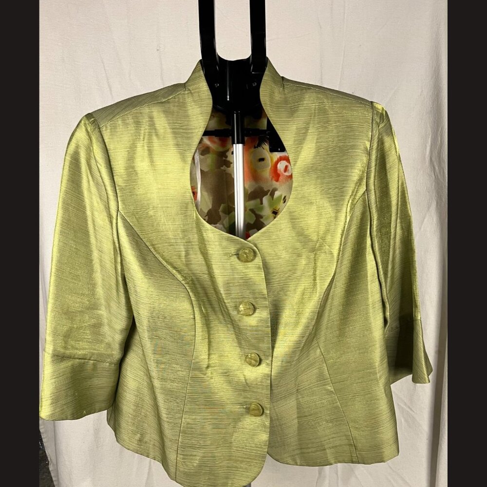 Dana Kay Women’s Green Suit Jacket Size 14W Tailored Blazer Workwear Classic